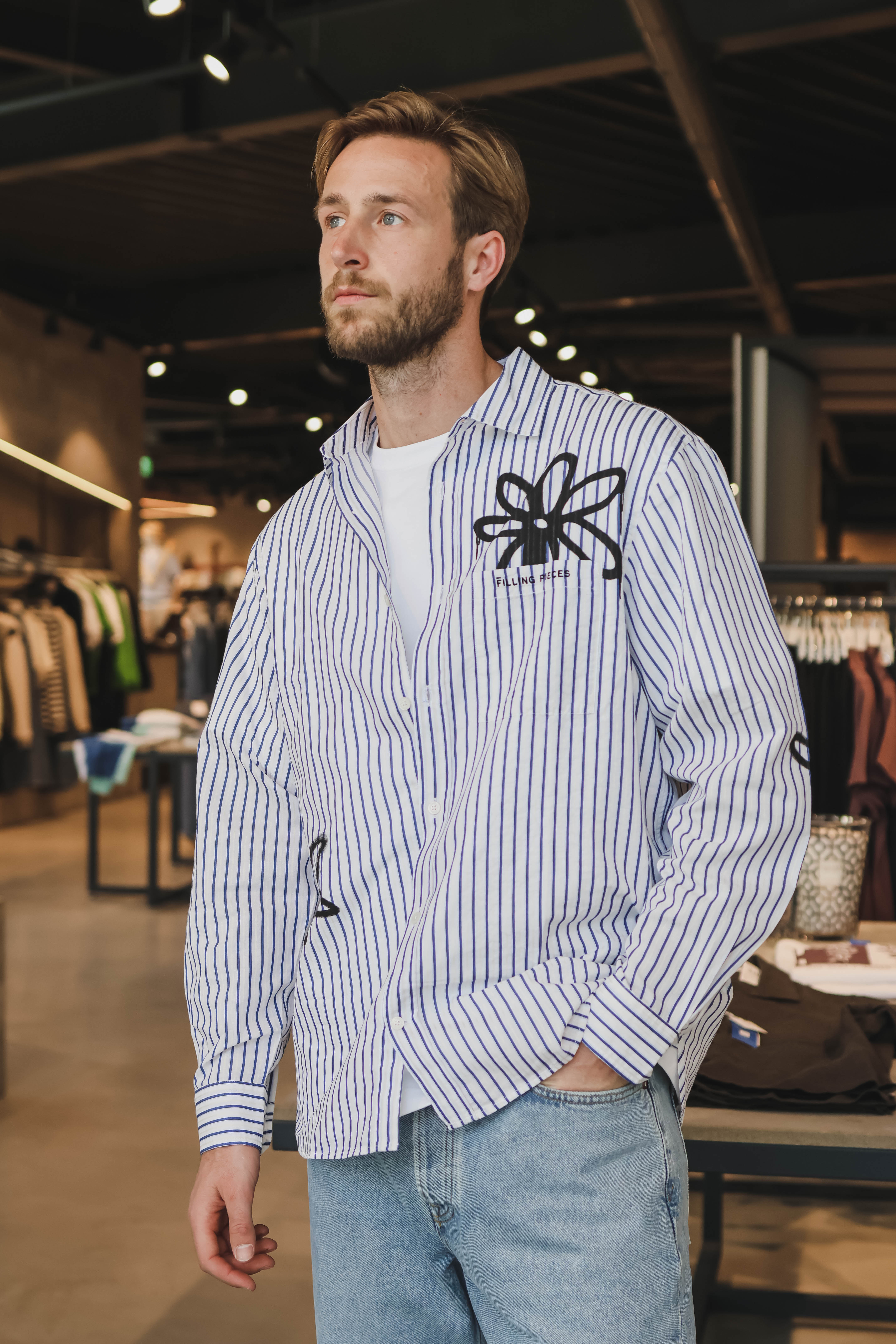 Filling Pieces Heren Overhemd Blauw 1