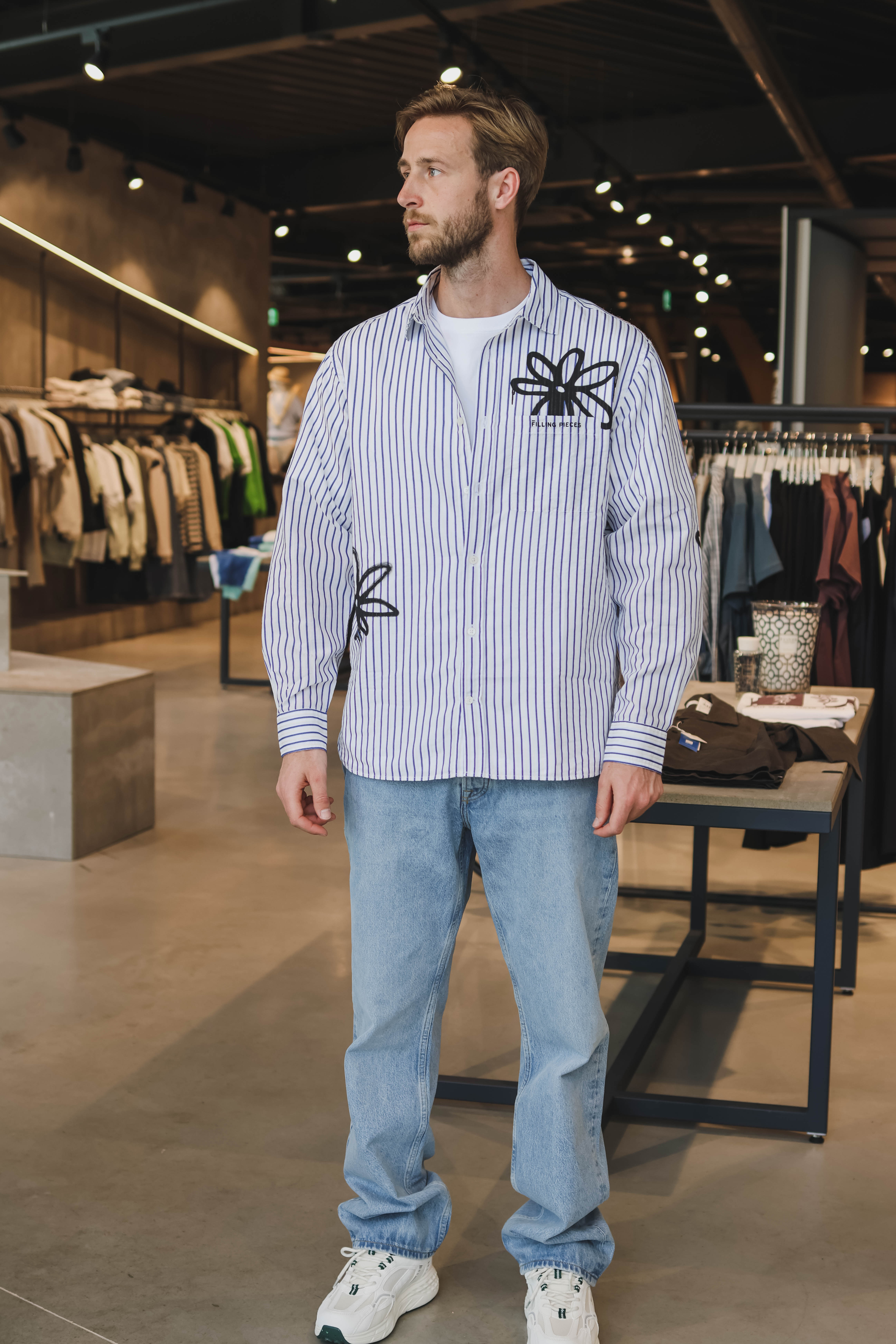 Filling Pieces Heren Overhemd Blauw 3